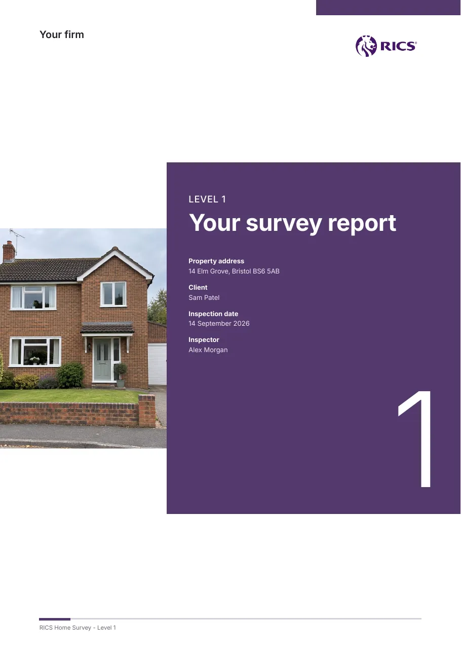 RICS Home Survey Level 1: sample cover page