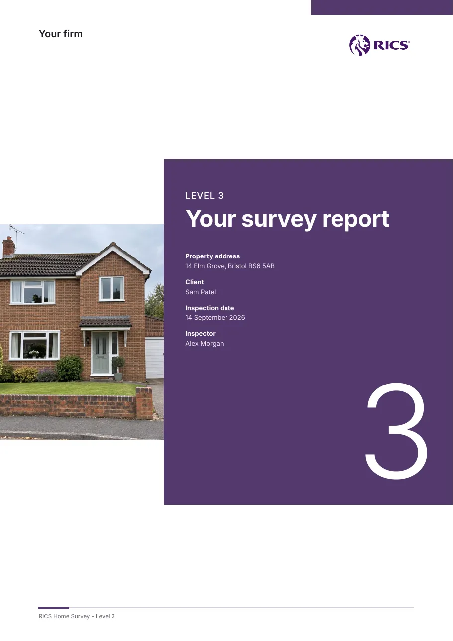 RICS Home Survey Level 3: sample cover page