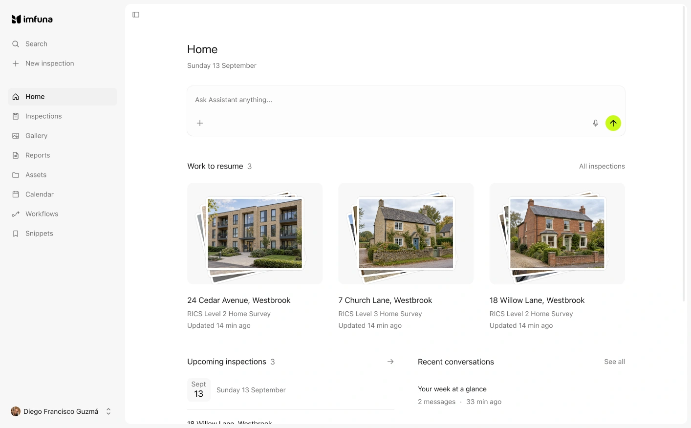 Imfuna web platform: Home