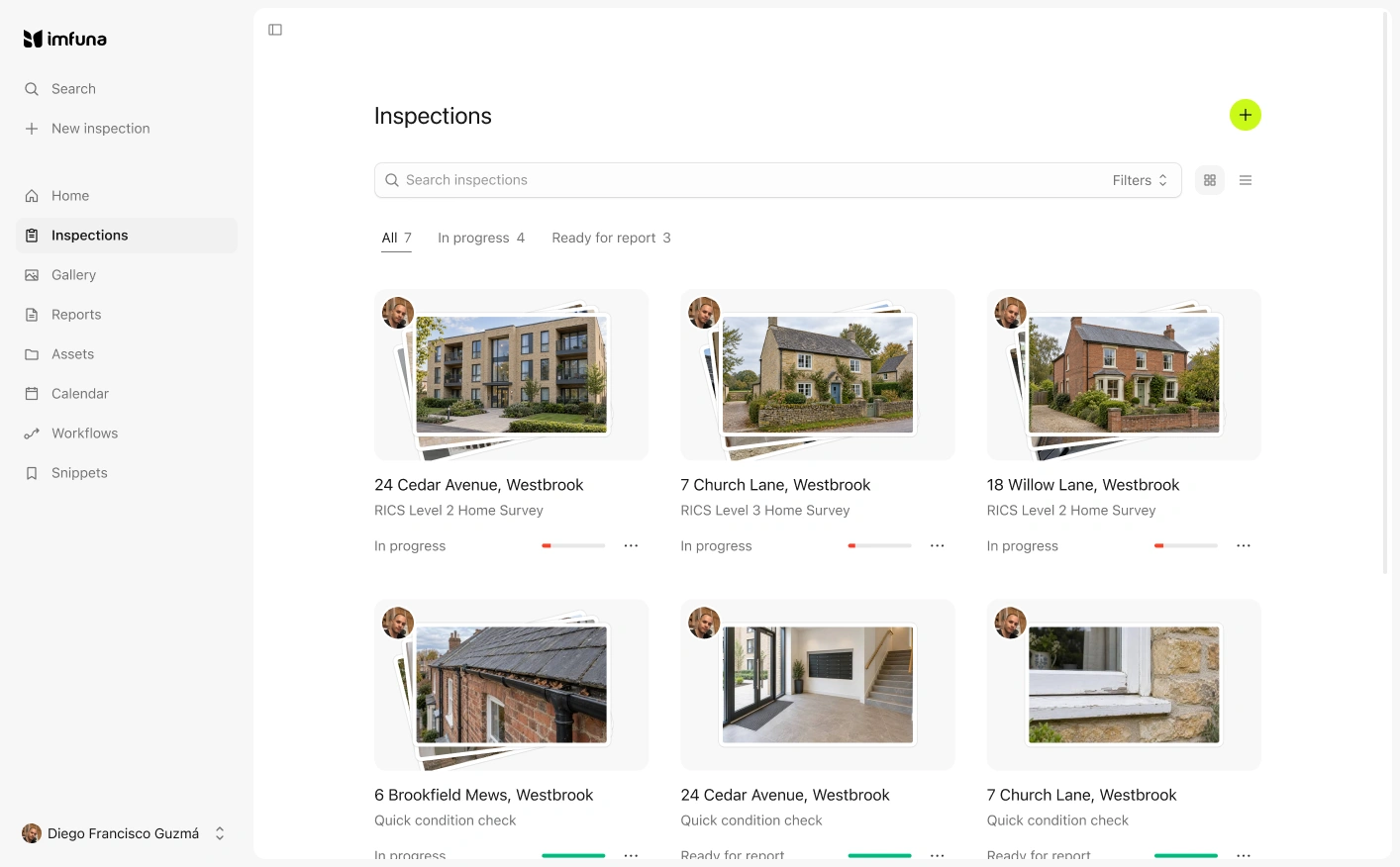 Imfuna web platform: Inspections